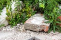 ÃÂ¡onstruction garbage, debris and waste rubble in a remote green forest area. Nature and soil pollution concept. Royalty Free Stock Photo